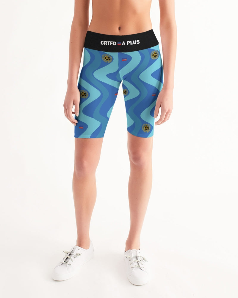 Certified The Wave Blue Mid-Rise Bike Shorts