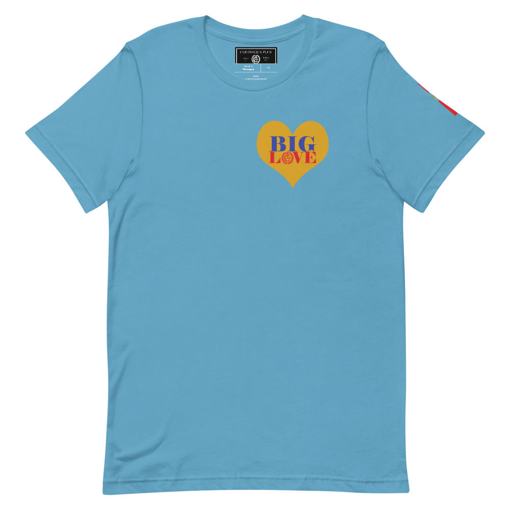 Certified Big Love Heart on Chest  unisex t-shirt